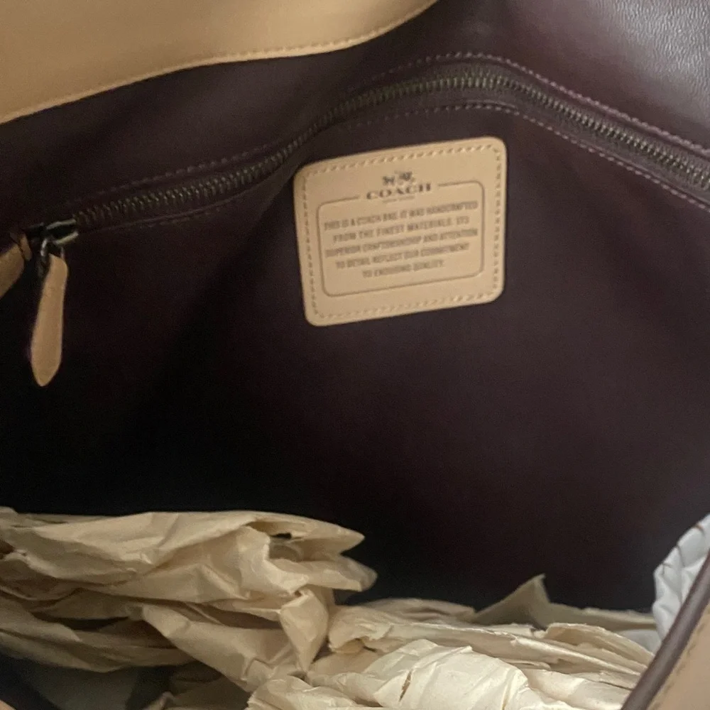 COACH Beachwood Beige Leather Snap NOMAD Hobo Shoulder Bag Purse #36026 - Picture 5 of 16